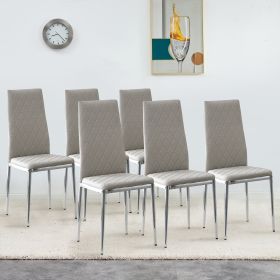Grid armless high backrest dining chair, 6-piece set, office chair. Suitable for restaurants, living rooms, kitchens