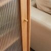 Solid Oak Storage Cabinet for Living Room - Free-Standing Corner Cabinets Storage Table with Vintage Glass Door,2 Shelves
