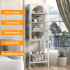 Metal Glass Door Display Storage Cabinet - 5-Tier Cube Bookshelf Storage Cabinet with 3 Adjustable Shelves For kitchen, dining room, living room