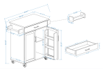 Kitchen island rolling trolley cart with 1 drawer & 2 doors with storage racks & Adjustable Shelves & towel rack & seasoning rack rubber wood table to