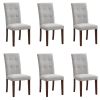 Linen Tufted Dining Room Chairs Set of 6