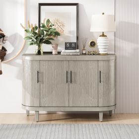 Modern Curved Sideboard 47.2-Inch Decorative Storage Cabinet Wooden Console Table Coffee Bar Cabinet with 4 Doors and Adjustable Interior Shelves for