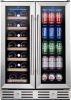 Kalamera Wine and Beverage Refrigerator, 24 inch Wine Fridge Dual Zone Hold 20 Bottles and 78 Cans, Digital Touch Control