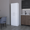 Charlotte White Pantry Cabinet with 4 Doors and 5 Hidden Shelves