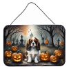 NEW Cavalier Spaniel Spooky Halloween Wall or Door Hanging Prints Aluminum Metal Sign Kitchen Wall Bar Bathroom Plaque Home Decor, 8HX12W, Multicolor