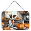 NEW Jack Russell Terrier Fall Kitchen Pumpkins Wall or Door Hanging Prints Aluminum Metal Sign Kitchen Wall Bar Bathroom Plaque Home Decor, 8HX12W