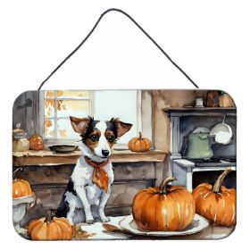 NEW Jack Russell Terrier Fall Kitchen Pumpkins Wall or Door Hanging Prints Aluminum Metal Sign Kitchen Wall Bar Bathroom Plaque Home Decor, 8HX12W