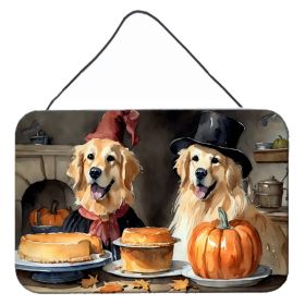 NEW Golden Retriever Fall Kitchen Pumpkins Wall or Door Hanging Prints Aluminum Metal Sign Kitchen Wall Bar Bathroom Plaque Home Decor, 8HX12W