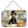 NEW Airedale Terrier Fall Kitchen Pumpkins Wall or Door Hanging Prints Aluminum Metal Sign Kitchen Wall Bar Bathroom Plaque Home Decor, 8HX12W