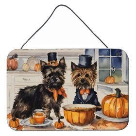 NEW Cairn Terrier Fall Kitchen Pumpkins Wall or Door Hanging Prints Aluminum Metal Sign Kitchen Wall Bar Bathroom Plaque Home Decor, 8HX12W
