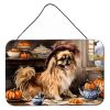 NEW Tibetan Spaniel Fall Kitchen Pumpkins Wall or Door Hanging Prints Aluminum Metal Sign Kitchen Wall Bar Bathroom Plaque Home Decor, 8HX12W