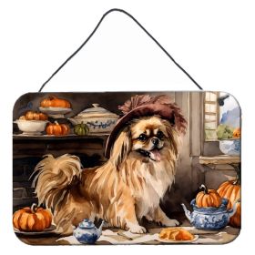 NEW Tibetan Spaniel Fall Kitchen Pumpkins Wall or Door Hanging Prints Aluminum Metal Sign Kitchen Wall Bar Bathroom Plaque Home Decor, 8HX12W