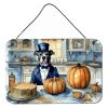 NEW Pit Bull Terrier Fall Kitchen Pumpkins Wall or Door Hanging Prints Aluminum Metal Sign Kitchen Wall Bar Bathroom Plaque Home Decor, 8HX12W