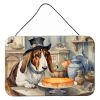 NEW Basset Hound Fall Kitchen Pumpkins Wall or Door Hanging Prints Aluminum Metal Sign Kitchen Wall Bar Bathroom Plaque Home Decor, 8HX12W, Multicolor