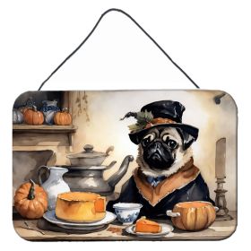 NEW Pug Fall Kitchen Pumpkins Wall or Door Hanging Prints Aluminum Metal Sign Kitchen Wall Bar Bathroom Plaque Home Decor, 8HX12W, Multicolor