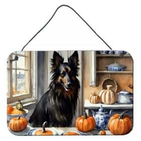 NEW Belgian Sheepdog Fall Kitchen Pumpkins Wall or Door Hanging Prints Aluminum Metal Sign Kitchen Wall Bar Bathroom Plaque Home Decor, 8HX12W