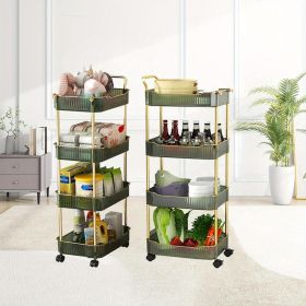 4-Tier Acrylic Rolling Storage Cart, Rolling Utility Cart, Kitchen Cart with Wheels for Bathroom, Living Room, Kithcen