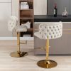 A&A Furniture,Swivel Barstools Adjusatble Seat Height, Modern PU Upholstered Bar Stools with the whole Back Tufted