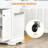 HOMCOM Rolling Kitchen Island with Storage, Kitchen Cart with Stainless Steel Top, Spice Rack & Drawers, White