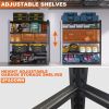 15.75 Inches Wide Black Metal Shelves, with 5 Removable Dividers, Large Capacity, Strong Load Bearing, Suitable for Garage, Kitchen and Office.