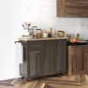 HOMCOM Triple-Cabinet Rolling Kitchen Island on Wheels, Kitchen Cart with Storage Shelf Adjustment, Rolling Utility Cart with Wood Top, Towel Rack