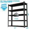 83.86 Inches Wide Black Metal Shelves, with 5 Removable Dividers, Large Capacity, Strong Load Bearing, Suitable for Garage, Kitchen and Office.