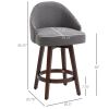 HOMCOM 26" Counter Height Bar Stools, Linen Fabric Kitchen Stools with Nailhead Trim, Rubber Wood Legs and Footrest for Dining Room, Counter, Pub