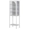 Metal Glass Door Display Storage Cabinet - 5-Tier Cube Bookshelf Storage Cabinet with 3 Adjustable Shelves For kitchen, dining room, living room