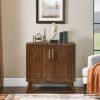 Mid Century Modern Fluted Sideboard Cabinet with Adjustable Shelves & Solid Wood Legs, Buffet Cabinet with Storage