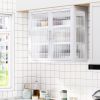 Retro Style Haze Double Glass Door Wall Cabinet With Detachable Shelves for Office, Dining Room,Living Room, Kitchen and Bathroom White Color
