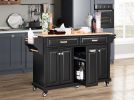 Kitchen Island with Rubber wood Countertop