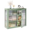 Retro Style Haze Double Glass Door Wall Cabinet With Detachable Shelves for Office, Dining Room,Living Room, Kitchen and Bathroom Mint Green