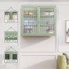 Retro Style Haze Double Glass Door Wall Cabinet With Detachable Shelves for Office, Dining Room,Living Room, Kitchen and Bathroom Mint Green