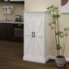 50" LED Kitchen Pantry Cabinet,Freestanding Buffet Cupboards Sideboard with 2 Doors with Racks and 2 Adjustable Shelves for Kitchen