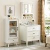 Bathroom Storage Cabinet, Medicine Cabinets for Bathroom with Mirror, 2 Doors 2 Adjustable Shelf + 3 Christmas Style Storage Basket