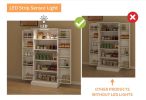 50" LED Kitchen Pantry Cabinet,Freestanding Buffet Cupboards Sideboard with 2 Doors with Racks and 2 Adjustable Shelves for Kitchen