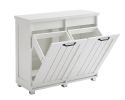 Two-Compartment Tilt-Out Trash Cabinet, Pet Proof Kitchen Trash Cabinet with Cutting Board, Free Standing Laundry Sorter Cabinet, Laundry Hamper
