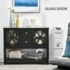 Coffee Bar Cabinet, Sideboard Buffet Cabinet, Kitchen Cabinet with Storage Drawers and Glass Door for Living Room, Entryway, Black