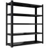 72.05 Inch Tall Black Metal Shelves with 5 Removable Dividers Are High Capacity and Load Bearing for Garages, Kitchens and Offices.