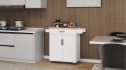 Kitchen island rolling trolley cart with 1 drawer & 2 doors with storage racks & Adjustable Shelves & towel rack & seasoning rack rubber wood table to