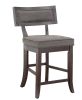Rustic Aesthetic Dark Cherry Finish Counter Height Chair Set of 2 Wood Framed Nailhead Trim Fabric Upholstered Seat Kitchen Dining Room Furniture