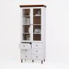 White MDF Display Storage Cabinet,Tall Kitchen Pantry Cabinets with Glass Doors and Adjustable Shelves,Freestanding Storage Cupboard for Kitchen