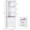 69'' Freestanding Storage Cabinet, Bathroom Linen Tower, Kitchen Cupboard, Buffet Cabinet, Bookcase with Double Door 3-Tier Shelf for Home Office