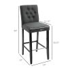 HOMCOM 2 Piece Bar Height Barstools, 30 Inches Linen Upholstered Breakfast Stools, Bar Chairs with Back, Footrest and Solid Wood Leg