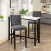 HOMCOM 2 Piece Bar Height Barstools, 30 Inches Linen Upholstered Breakfast Stools, Bar Chairs with Back, Footrest and Solid Wood Leg