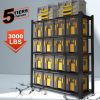 83.86 Inches Wide Black Metal Shelves, with 5 Removable Dividers, Large Capacity, Strong Load Bearing, Suitable for Garage, Kitchen and Office.