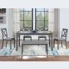 6 Piece Kitchen Dining Set, Rectangular Wooden Dining Table with 4 Upholstered Chairs and a Bench, Dining Table Set for 6 People, Living Room