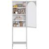 Metal Glass Door Display Storage Cabinet - 5-Tier Cube Bookshelf Storage Cabinet with 3 Adjustable Shelves For kitchen, dining room, living room