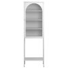 Metal Glass Door Display Storage Cabinet - 5-Tier Cube Bookshelf Storage Cabinet with 3 Adjustable Shelves For kitchen, dining room, living room