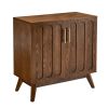Mid Century Modern Fluted Sideboard Cabinet with Adjustable Shelves & Solid Wood Legs, Buffet Cabinet with Storage